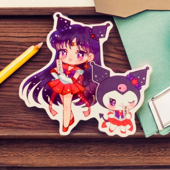 Sailor Moon x Sanrio SET OF 6 Stickers, Clear 3.5” Hello Kitty Kuromi Melody - Picture 3 of 9